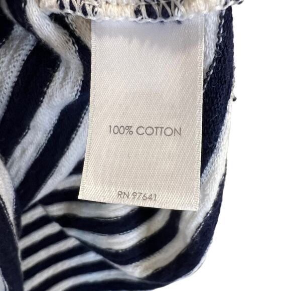 J. Jill Striped Square Neck Knit Top Navy White Size L Sleeve Buttons Nautical - Picture 10 of 11